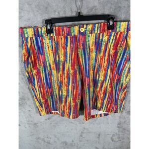 HRESKI‎ Mens Abstract Stripes Golf Shorts Size 40 Colorful Stretch Pockets